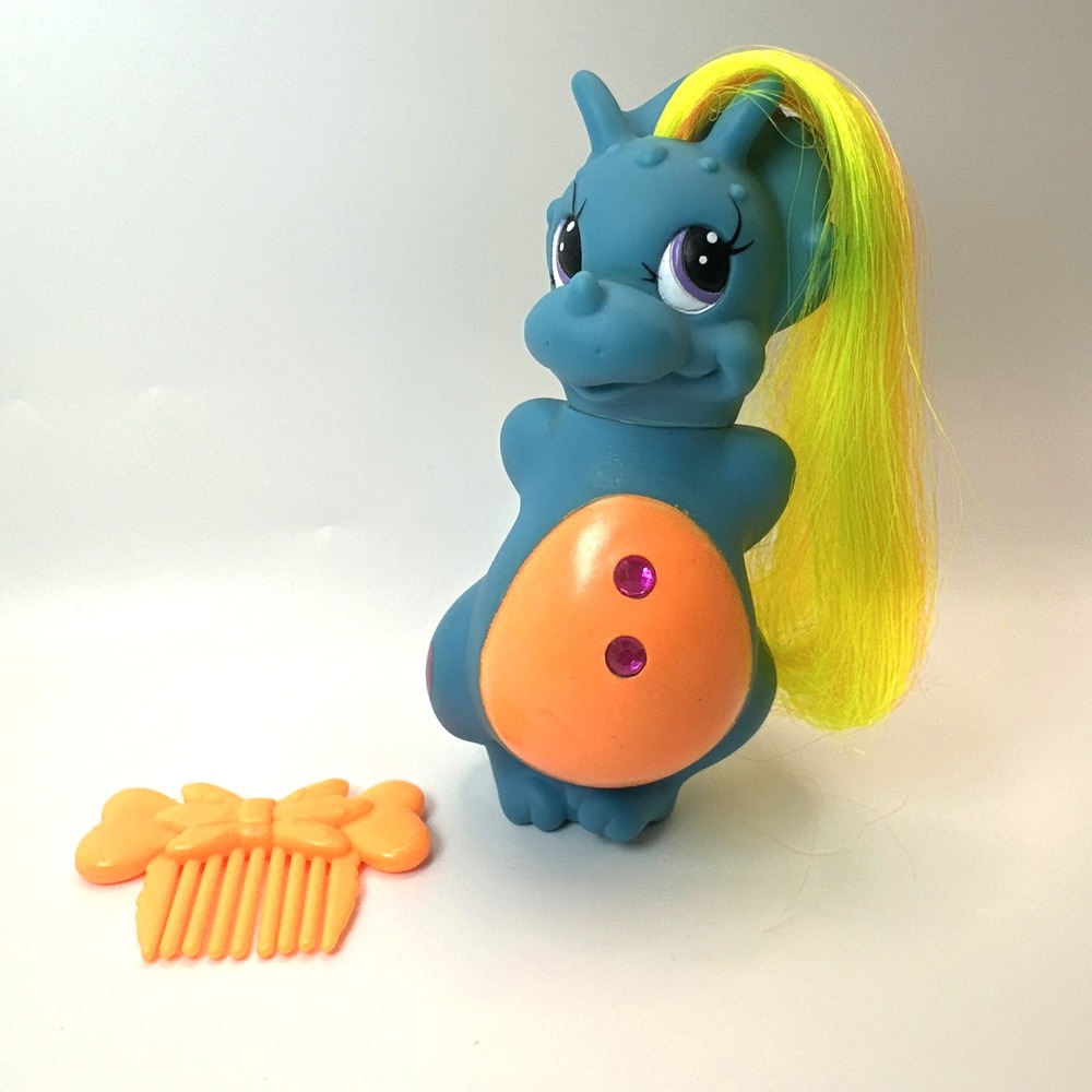 Vintage 1992 Darlin' Dinos GemDazzlers Tri Sarah Tops Blue Dino w Comb Kenner